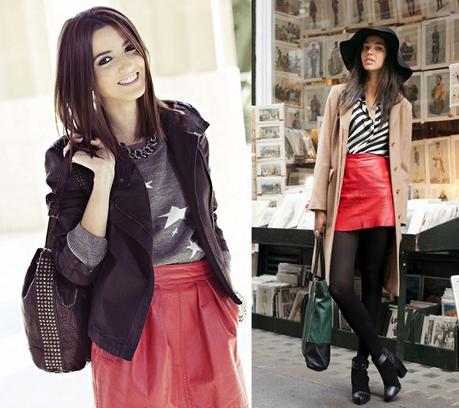 Look Falda Cuero Roja Paperblog