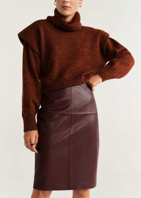 Falda Lapiz Piel Mango