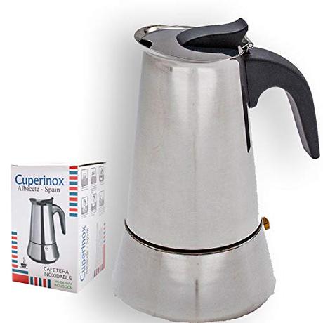 CUPERINOX Cafetera Italiana inducción | 12 Tazas | cafetera Express para Placas y vitroceramicas inducción | Acero Inoxidable | Apto lavavajillas (no Incluye Molinillo café)
