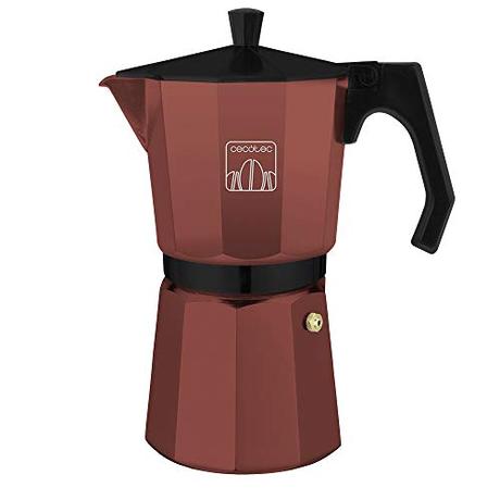 Cecotec cafetera Italiana Mimoka 300 Garnet. Fabricada en Aluminio Fundido, Apta para Diferentes Tipos de cocinas, para 3 Tazas de café