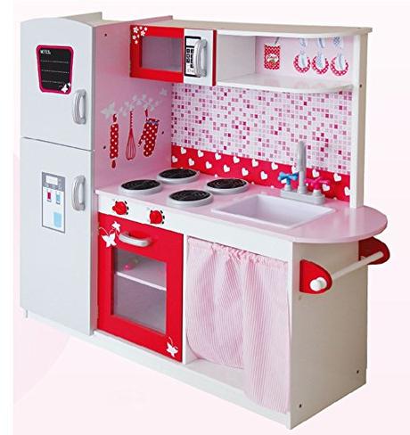 Leomark Grande y Brillante Royal Cocina Madera Infantil de Juguete - Color Pink - para Niños, Juego de Imitación Dim: 104x30x110 (Altura) cm