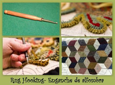 Rug Hooking , Hoja en mini tapiz