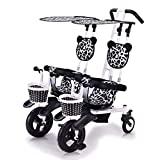 CHEERALL Cochecito de bebé Doble Triciclo de Dos Ruedas Ligero para niños con Dosel Desmontable,...