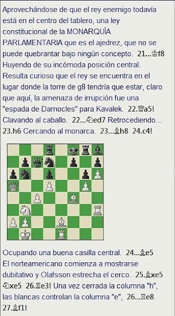 Grandes combates canarios (29) - Fridrik Olafsson vs Kavalek, Las Palmas (3) 1974