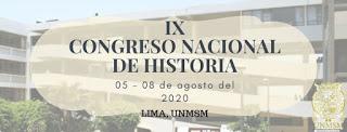 IX Congreso Nacional deHistoria. Perú Noviembre 2020