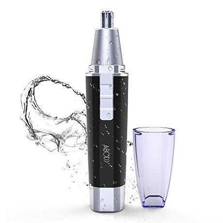 Cortapelos Nariz y Oreja, Abody Cortapelos Nariz, con Cuchillas de Acero Inoxidable Afeitadora, sin Dolor, para Nariz, Orejas y Vello Facial, IPX7 a Prueba de Agua, Negro