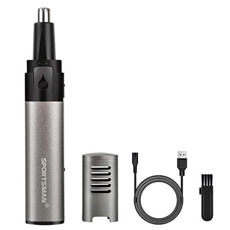 Cortapelos Nariz y Oreja Recargable, Multifuncional Recortador para Nariz/Orejas/Ceja/Barba, Acero Inoxidable Doble Borde de Diseño Lavable Cabeza Desmontable Cuchilla para Hombres y Mujeres