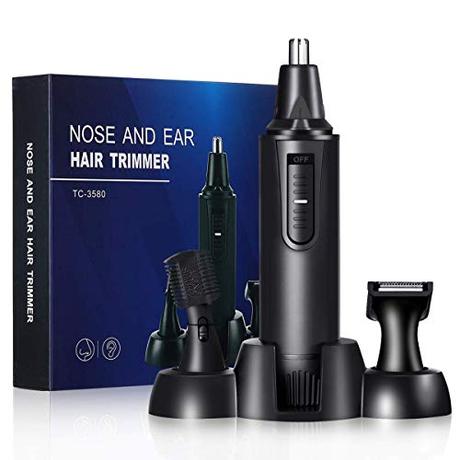 Fovel Cortapelos Nariz y Oreja, Profesional Nose Hair Trimmer, 3 en 1 Multifuncional Recortador Pelos Nariz/Orejas/Ceja/Barba, Inoxidable Doble Borde Waterproof