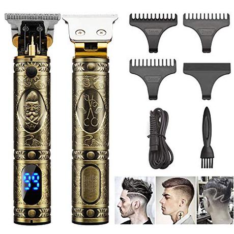 J TOHLO Cortapelos para Hombres, Cortadora de Cabello Inalámbrica con Cuchilla en T, Cortador de Pelo sin Espacios de 0 mm con Pantalla LED, Cortadora de Cabello Eléctrica Recargable con 3 Peines Guía