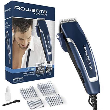 Rowenta Driver TN1600 - Cortapelos con cable con cuchillas de acero inoxidable y 20 longitudes de corte de alto rendimiento con peine fijo, incluye cepillo y aceite