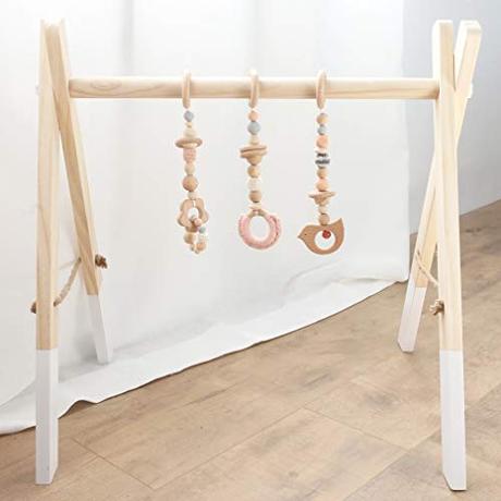 Mamimami Home Bebé Juego de Madera Gimnasio Juguete Montessori Guardería Decoración Encantos Sensoriales Juguete Educativo Para Niños Con Perchas