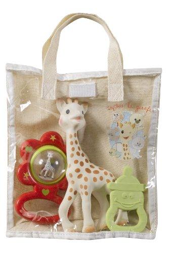Sophie la girafe 516343 - Bolsa regalo de algodón (Sophie la girafe + anillo de dentición biberón vanilla + sonajero flor), modelos surtidos