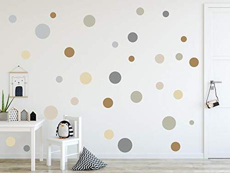 timalo® 73078 - Pegatinas murales, en diseño de puntos circulares, ideales para decorar una habitación infantil, en colores pastel, 120 unidades, Set2, 120 Stück