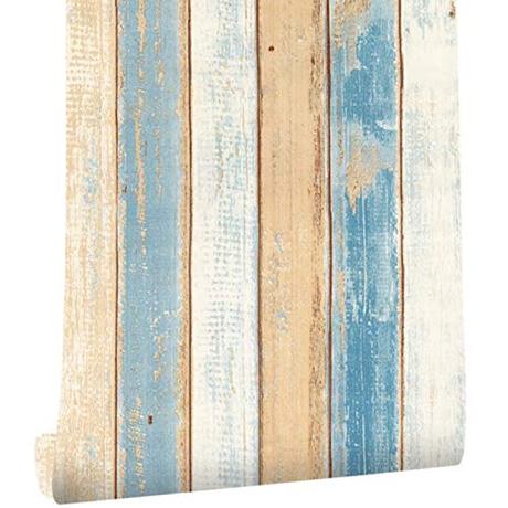 Papel Pintado de Madera Papel Pintado Autoadhesivo Papel Pintado a Rayas de Madera y Palo Papel de Contacto Papel Pintado removible para Puerta de la Cocina Habitación del gabinete 45 * 200 cm