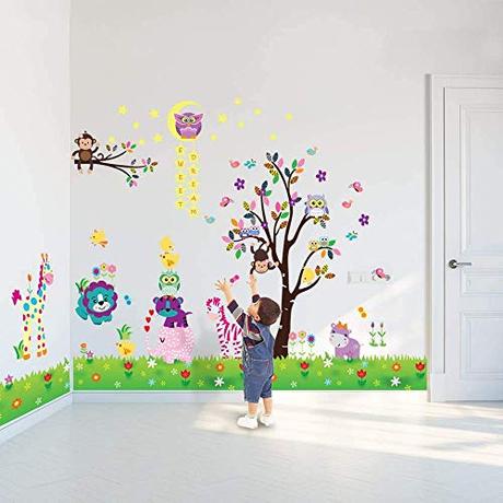 Walplus Adhesivos de pared Feliz Animales Búho Árbol Pegatinas pared vinilo decoración hogar bricolaje Living Oficina Dormitorio Decor papel pintado HABITACIÓN INFANTIL REGALO, Multicolor