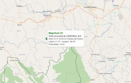 Se registra sismo de 3.8° en Tamasopo
