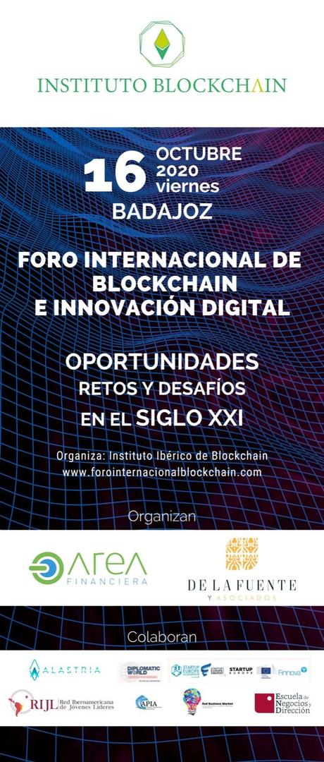 El Foro Internacional de Blockchain reunirá en Badajoz a más de 300 empresas y profesionales