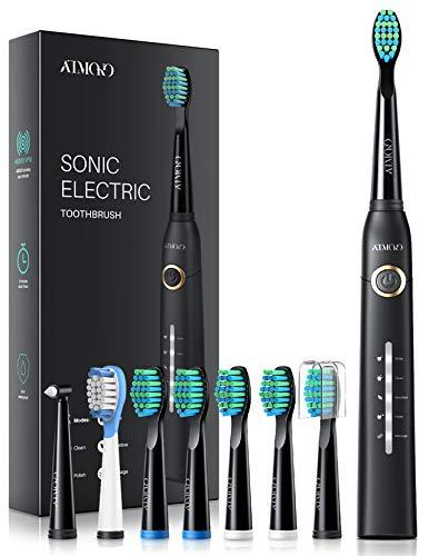 ATMOKO Cepillo Electrico Dientes, Cepillo Dientes Sónico con 8 Cabezas de Cepillo, 5 Modos, Carga 4 Horas por 30 Días, IPX7 Impermeable-HP126A