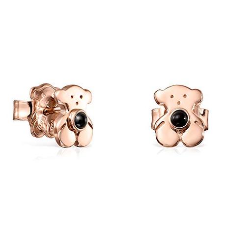 Pendientes Real Sisy de Plata Vermeil rosa con Onix