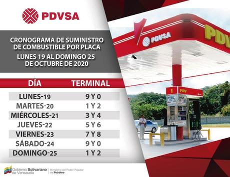 Suministro de gasolina: Conoce el cronograma para la semana del 19 al 25 de octubre