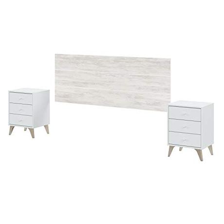 Cabecero de Ikea, compra el mejor Habitdesign 036071A - Cabezal + Dos mesitas de Noche, Cabecero para Cama de Matrimonio, Modelo Sweet, Blanco Artik y Blanco Velho, Medidas: 240 cm (Ancho) x 116 cm (Alto) x 33.5 cm (Fondo)
