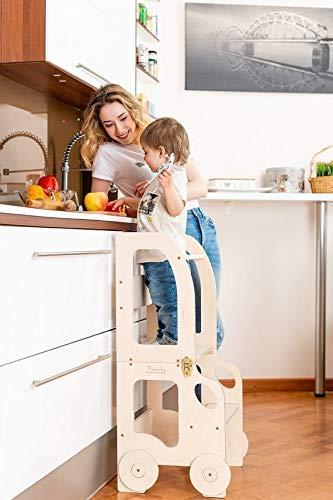 Torre de Aprendizaje, Escritorio y Taburete Montessori (Sin Pintar)