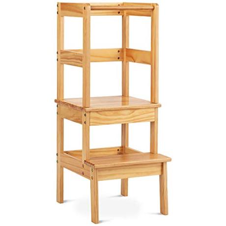 Torre de aprendizaje, ¿es útil? COSTWAY Torre de Aprendizaje Ayudante de Cocina Para Niños Carga hasta 70kg Taburete de Madera Silla de Aprendizaje para Niños