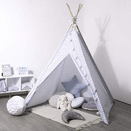 JJA Tipi-Tienda India Tela Rombos, Textura, Azul, 160x120x120cm