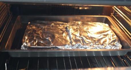 Metemos la bandeja en el horno y ponemos 20 minutos a 175 grados