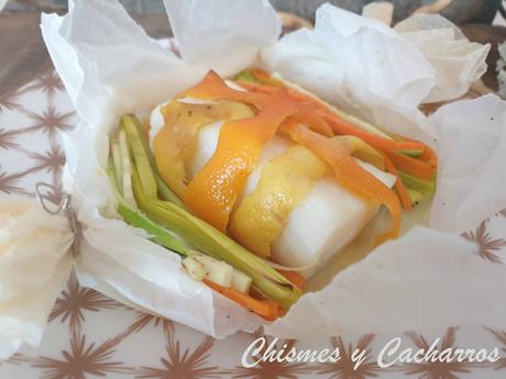 PAPILLOTE DE BACALAO AL AROMA DE CÍTRICOS CON VERDURAS