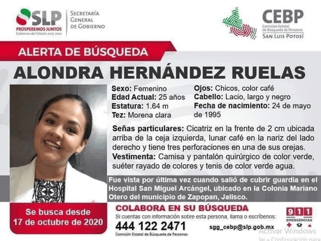#TebuscamosAlondra : medico potosina desaparece en Jalisco