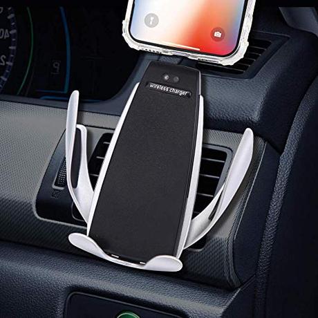 Cargador inalámbrico para automóvil, rotación de 360 ​​° del soporte del teléfono, compatible con Galaxy s6 a s9, compatible con iPhone 8 a 11 pro Max y otros teléfonos móviles con carga inalámbrica