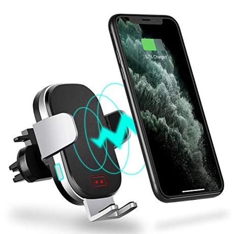 Modohe Cargador Inalambrico Coche, QI 10W Cargador Movil Carga Rapida Wireless Car Charger Soporte Movil Coche para iPhone 11 Pro Max/Xs/Samsung Note 10/S10/S9/Note 9/ Huawei P30 Pro/Mate 30Pro/xiaomi