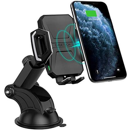 CHOETECH Cargador Inalámbrico Coche, Wireless Car Charger Soporte Carga Rápida 7.5W para iPhone 11 Pro/11/Xs Max/XR/SE 2//X/ 8/8 Plus, 10W Samsung S20/S20+/S10/S9/S8/Note 9, 5W Teléfonos Qi-Enabled