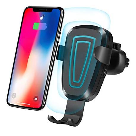 WADEO Cargador Inalámbrico Coche, Carga Rápida Coche Soporte Móvil Aplicable a Rejillas del con Galaxy s9/s9+/s8/s8+/S7/S6 Edge+/Note 5, Cargador Inalámbrico QI para iPhone XS/XS Max/XR/X/8/8+