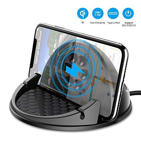 Beeasy Cargador Inalámbrico Coche Carga Rápida,Qi Cargador Rápido Wireless Car Charger Soporte Móvil,10W para Samsung S10/S10e/S10+/S9/S8/S8+/Note 8,7.5W iPhone 11Pro MAX/XS/XS Max/XR/X/8/8 Plus