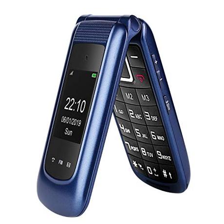 gsm Teléfono Móvil Simple para Ancianos con Teclas Grandes,SOS Botones,ácil de Usar telefonos basicos para Mayores (Azul)