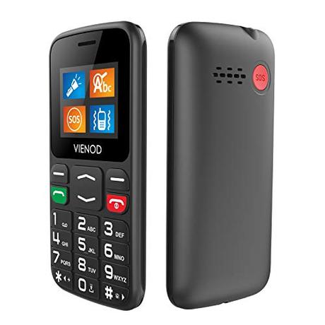 VIENOD V105 gsm Teléfonos Móviles para Personas Mayores con Teclas Grandes, Fáciles De Usar Móviles para Ancianos, Botón SOS, Altavoz, Marcado Rápido - Negro