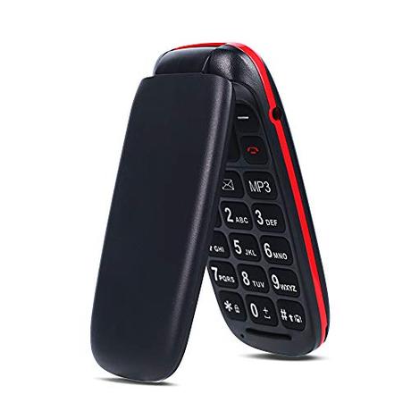 ukuu 1,8' Teléfono móvil Unlock con Tapa para Personas Mayores 800mAh Teclas Grandes gsm Dual SIM Fácil de Usar para Ancianos Negro F200