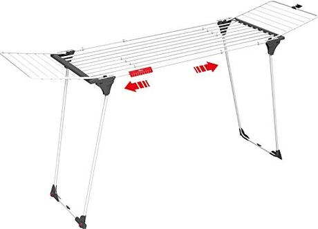 Tendedero de pared o tendedero de techo: cual comprar Vileda 157231 Infinity - Tendedero Extensible de acero, espacio total de tendido de 27 metros, soporte para artículos pequeños, dimensiones abierto 186 - 257 x 57 x 100 cm, color blanco