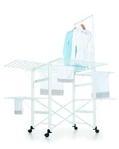 Tendedero de pared o tendedero de techo: cual comprar Foppapedretti 9900420400 SuperGulliver - Tendedero de Suelo Aluminio, Negro, Blanco - Secadora de Ropa (1740 mm, 1220 mm, 1890 mm, 8,8 kg, 14 cm, 61 cm)