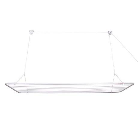 Tendedero de pared o tendedero de techo: cual comprar Erica Tendedero de Techo de 100x50cm, Colgador Vertical Plegable, Revestimiento de PVC Blanco