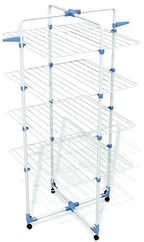 Tendedero de pared o tendedero de techo: cual comprar Gimi Modular 4 Tendedero de Torre Modulable, Metal, Blanco, 71x5x168.5 cm, interior