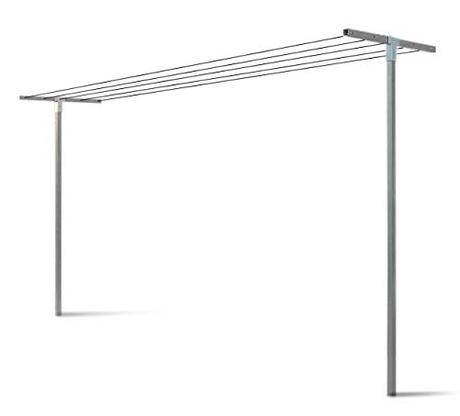 Tendedero de pared o tendedero de techo: cual comprar Tendedero desmontable en acero galvanizado en frío. Hay que cementarlo en el suelo y lleva tornillos. El hilo para tender la ropa no está incluido, con tapones en pvc negro.