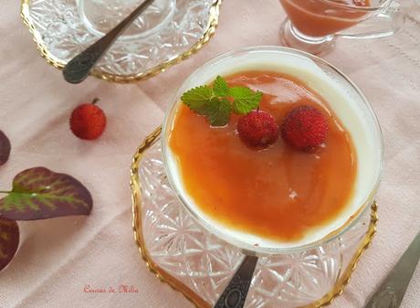 Panna cotta de yogur con coulis de madroños Panna cotta de yogur con coulis de madroños