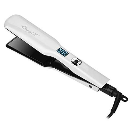 Plancha De Pelo Profesional, Plancha De Pelo, Placa Calefactora Más Ancha, Plancha De Pelo Con Pantalla Lcd, Herramienta De Peinado Ptc, Blanco