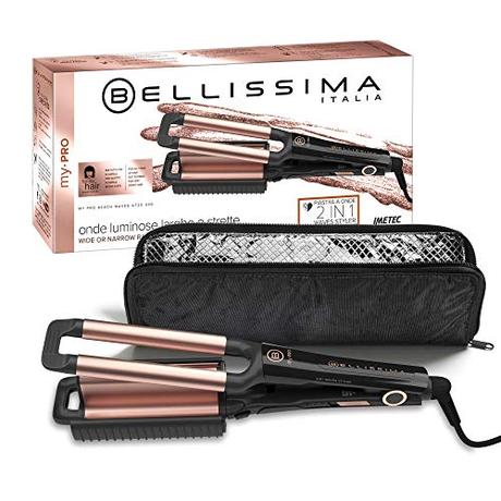 Imetec Bellissima My Pro Beach Waves GT20 300 - Plancha para el pelo con revestimiento de cerámica para hacer ondas anchas y estrechas, efecto natural, bolsa térmica incluida