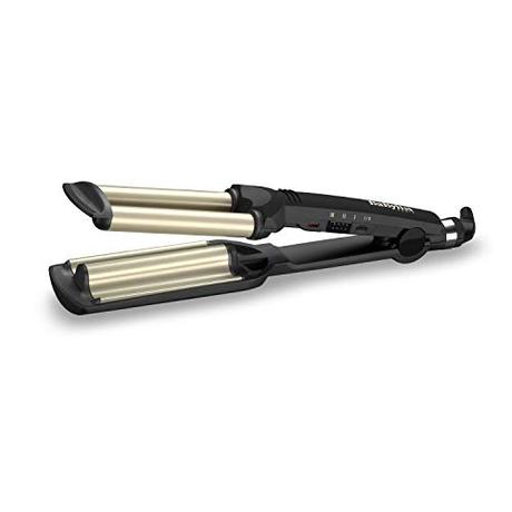 BaByliss C260E Plancha de pelo para ondas, revestimiento de cerámica y titanio, hasta 200º C, color negro