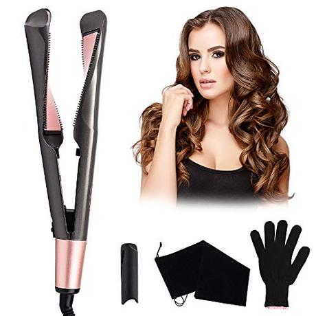 HALOVIE Plancha de Pelo Profesional Peluqueria Alisador y Rizador 2 en 1 Cerámica LCD Pantalla Digital Temperatura Ajustable hasta 230º Rizadora Portatil Viaje Perfecta para Todo Tipo de Cabello