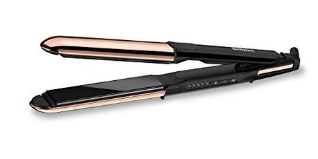 BaByliss ST481E Pure Metal Plancha de pelo profesional 2 en 1, alisa y ondula, con efecto TOP COAT, ajustes de temperatura de 150º a 230ºC, función iónica, Negro/ Oro rosa